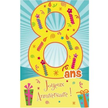 Carte d'Anniversaire Découp'âge avec enveloppe - 8 ans Carte d'Anniversaire Découp'âge avec enveloppe - 8 ans
