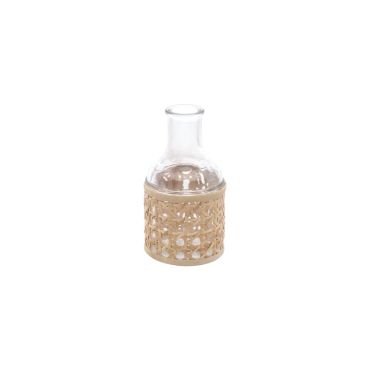 Petit vase en verre avec cannage naturel Petit vase en verre avec cannage naturel