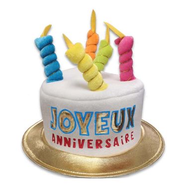 Chapeau gâteau d'anniversaire avec bougies colorées | jourdefete.com Chapeau gâteau d'anniversaire avec bougies colorées | jourdefete.com