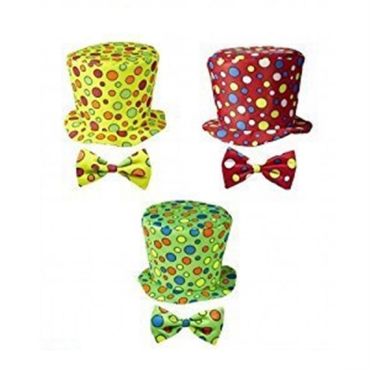 Chapeau et Nœud Papillon de Clown Enfant - Coloris au Choix Chapeau et Nœud Papillon de Clown Enfant - Coloris au Choix