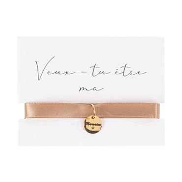 Bracelet médaillon camel, blanc et or "Veux-tu être ma marraine" | jourdefete.com Bracelet médaillon camel, blanc et or "Veux-tu être ma marraine" | jourdefete.com