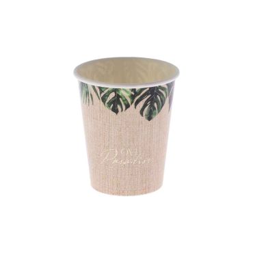 Gobelets carton tropicaux vert et or effet cannage Love Paradise | jourdefete.com