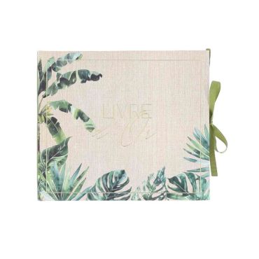 Livre d’or tropical effet cannage vert et or mariage été | jourdefete.com Livre d’or tropical effet cannage vert et or mariage été | jourdefete.com