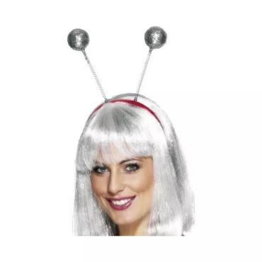 Serre-tête à Antennes - Boules à Paillettes en Argent | jourdefete.com Serre-tête à Antennes - Boules à Paillettes en Argent | jourdefete.com