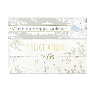 Carte et enveloppe cadeau - Colombe - Félicitations | jourdefete.com Carte et enveloppe cadeau - Colombe - Félicitations | jourdefete.com