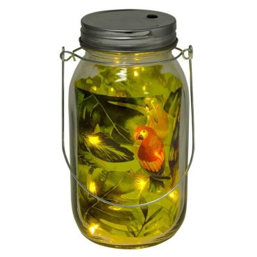Lanterne Tropicale en Verre à LED - Jaune | jourdefete.com Lanterne Tropicale en Verre à LED - Jaune | jourdefete.com