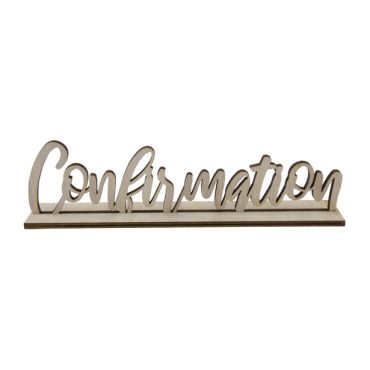 Décoration en bois "Confirmation" sur socle pour table de cérémonie | jourdefete.com Décoration en bois "Confirmation" sur socle pour table de cérémonie | jourdefete.com