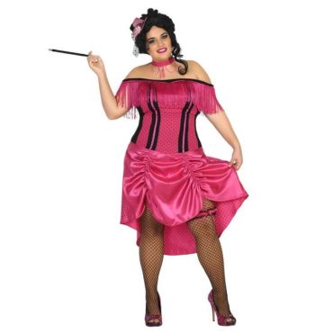 Déguisement Charleston pour Femme - Robe Rose à Franges et à Pois - Taille XXL | jourdefete.com