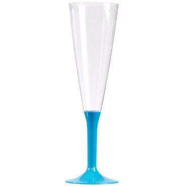 10 Flûtes à Champagne Plastique Pied Turquoise 10 Flûtes à Champagne Plastique Pied Turquoise