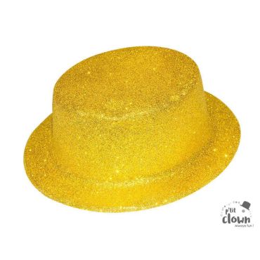 Chapeau haut-de-forme doré et pailleté | jourdefete.com