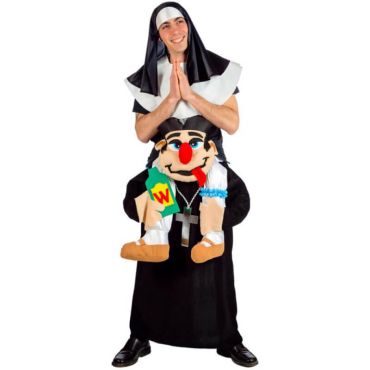 Déguisement Humoristique - Bonne Soeur portée par un Curé - Taille Unique Déguisement Humoristique - Bonne Soeur portée par un Curé - Taille Unique