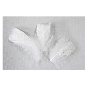 Sachet de 20 Plumes Décoratives Pailletées - Blanc Sachet de 20 Plumes Décoratives Pailletées - Blanc