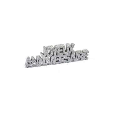 Décoration de Table "Joyeux Anniversaire" - Paillettes Argent