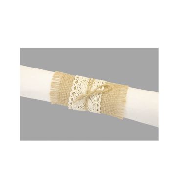 4 décorations de serviette en jute et dentelle 4 décorations de serviette en jute et dentelle