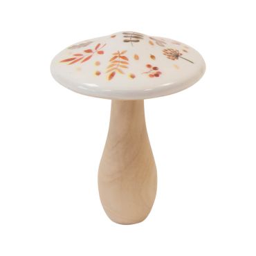 Champignon décoratif en bois avec chapeau en porcelaine motif automne | jourdefete.com Champignon décoratif en bois avec chapeau en porcelaine motif automne | jourdefete.com