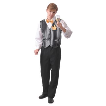Deguisement Charleston  Homme gilet raye noir et balnc avec un nœud papillon jaune | jourdefete.com