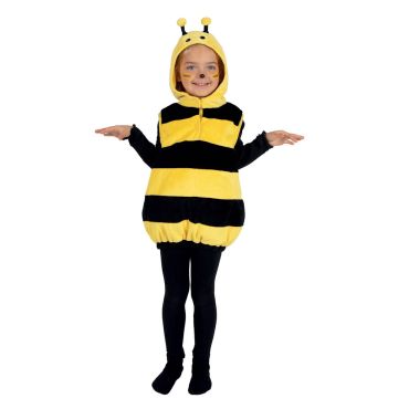 Enfant déguisé en abeille avec capuche antennes et rayures jaunes et noires | jourdefete.com Enfant déguisé en abeille avec capuche antennes et rayures jaunes et noires | jourdefete.com