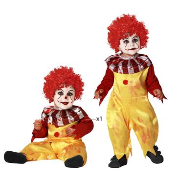 Déguisement bébé clown rouge et jaune avec maquillage effrayant | jourdefete.com Déguisement bébé clown rouge et jaune avec maquillage effrayant | jourdefete.com