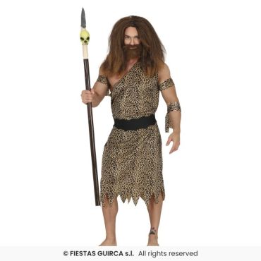 Déguisement pour homme composé d'une tunique sous le genou de couleur léopard et avec une seule bretelle asymétrique. Il y a également des bandeaux à disposer sur les bras. Déguisement pour homme composé d'une tunique sous le genou de couleur léopard et avec une seule bretelle asymétrique. Il y a également des bandeaux à disposer sur les bras.