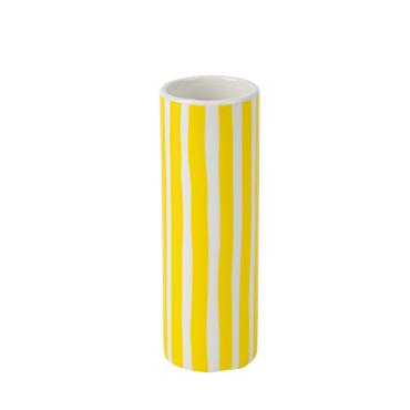 Vase céramique jaune et blanc, design à rayures verticales | jourdefete.com Vase céramique jaune et blanc, design à rayures verticales | jourdefete.com