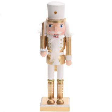 Casse-Noisette à poser - Moyen Modèle - Soldat et son Sabre - Or et Blanc Casse-Noisette à poser - Moyen Modèle - Soldat et son Sabre - Or et Blanc