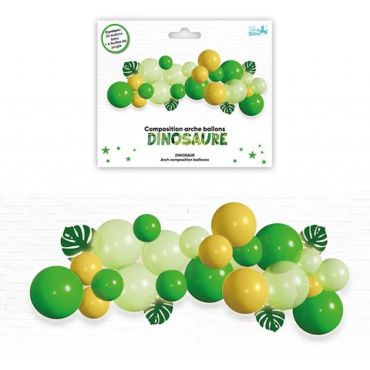 Une arche à ballons de couleur doré, vert foncé et vert clair comme les couleurs des dinosaures et de l'ère jurassique | jourdefete.com Une arche à ballons de couleur doré, vert foncé et vert clair comme les couleurs des dinosaures et de l'ère jurassique | jourdefete.com