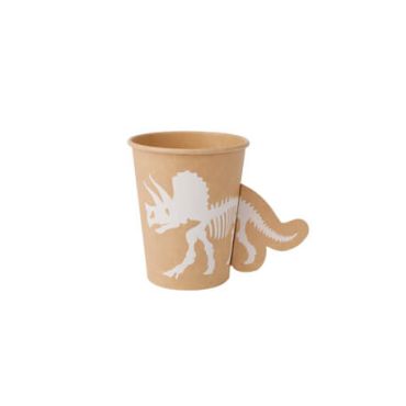 8 gobelets en carton kraft et blanc motif dinosaure | jourdefete.com 8 gobelets en carton kraft et blanc motif dinosaure | jourdefete.com
