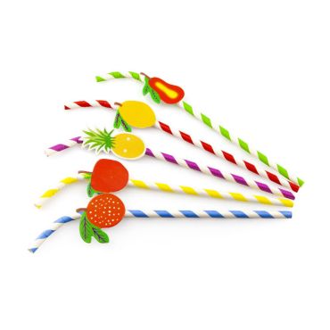 50 pailles colorées avec un médaillon de fruit biodégradables FSC® 50 pailles colorées avec un médaillon de fruit biodégradables FSC®