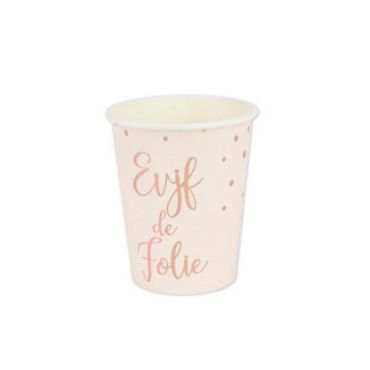 8 Gobelets en Carton - EVJF de Folie - Rose Gold | jourdefete.com