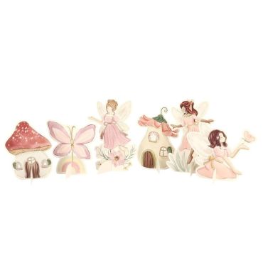 Décorations à poser en papier rose pastel thème fée pour anniversaire enfant | jourdefete.com