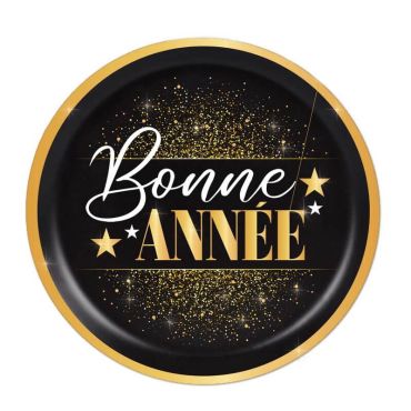 assiette en carton bonne année noire et dorée | jourdefete.com assiette en carton bonne année noire et dorée | jourdefete.com