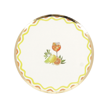 Assiettes en carton Fizz Agrume Ø23cm avec liseré doré et motif citron-orange | jourdefete.com Assiettes en carton Fizz Agrume Ø23cm avec liseré doré et motif citron-orange | jourdefete.com