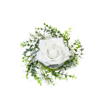 Rose décorative et feuillage de centre de table - Blanc Rose décorative et feuillage de centre de table - Blanc