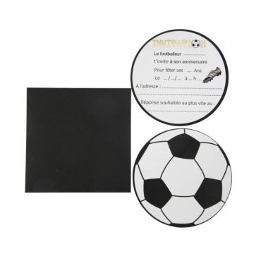 8 invitations avec enveloppes - Football - Noir, Blanc et Or 8 invitations avec enveloppes - Football - Noir, Blanc et Or