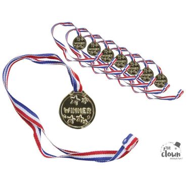 Médaille winner lot de 8 avec ruban tricolore pour jeux et compétitions | jourdefete.com Médaille winner lot de 8 avec ruban tricolore pour jeux et compétitions | jourdefete.com