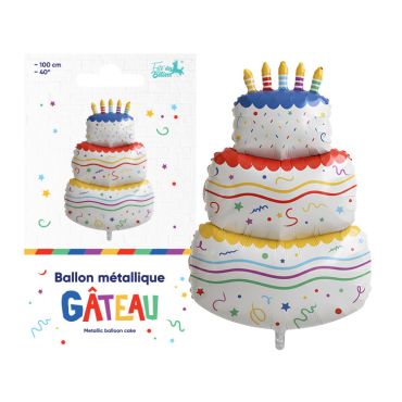 Ballon métallique géant gâteau d'anniversaire à trois étages avec bougies multicolores pour décoration enfant | jourdefete.com Ballon métallique géant gâteau d'anniversaire à trois étages avec bougies multicolores pour décoration enfant | jourdefete.com