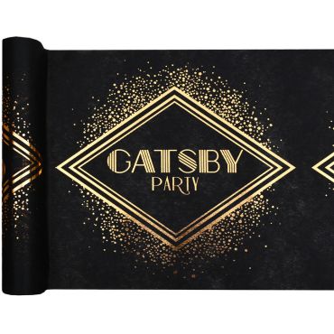 Chemin de table Gatsby noir et doré avec motifs Art Déco | jourdefete.com Chemin de table Gatsby noir et doré avec motifs Art Déco | jourdefete.com