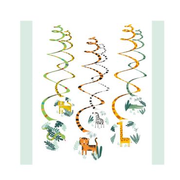 6 spirales à suspendre recto verso les animaux de la jungle | jourdefete.com 6 spirales à suspendre recto verso les animaux de la jungle | jourdefete.com