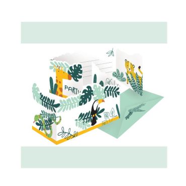 8 invitations avec enveloppes les animaux de la jungle | jourdefete.com 8 invitations avec enveloppes les animaux de la jungle | jourdefete.com