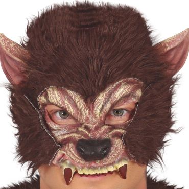 Demi-masque de loup-garou pour Halloween avec fourrure et crocs | jourdefete.com Demi-masque de loup-garou pour Halloween avec fourrure et crocs | jourdefete.com