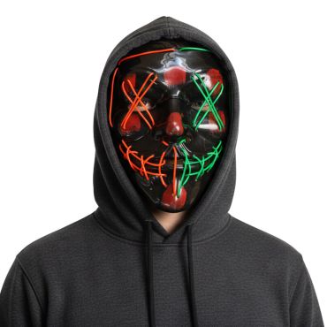 Masque lumineux terreur bicolore rouge et vert Halloween | jourdefete.com Masque lumineux terreur bicolore rouge et vert Halloween | jourdefete.com