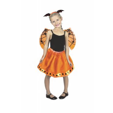 Set de déguisement sweety bat avec serre-tête, paire d'ailes et tutu de couleur orange pour fille Set de déguisement sweety bat avec serre-tête, paire d'ailes et tutu de couleur orange pour fille