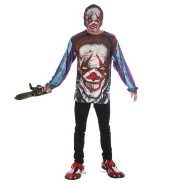 T-shirt de clown avec son masque pour adulte T-shirt de clown avec son masque pour adulte