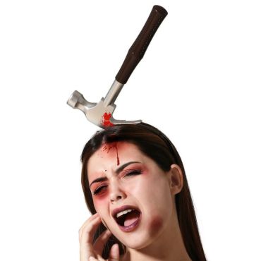 Femme avec serre-tête marteau ensanglanté pour Halloween | jourdefete.com Femme avec serre-tête marteau ensanglanté pour Halloween | jourdefete.com