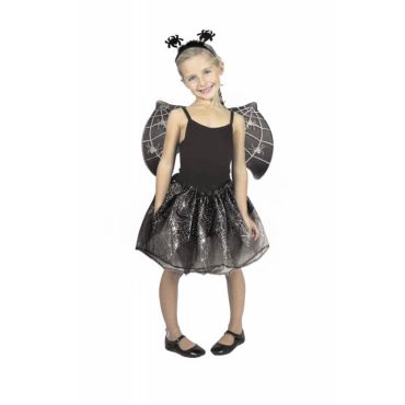 Set de déguisement sweety spider pour fille avec serre-tête, paire d'ailes, tutu de couleur noir. Set de déguisement sweety spider pour fille avec serre-tête, paire d'ailes, tutu de couleur noir.