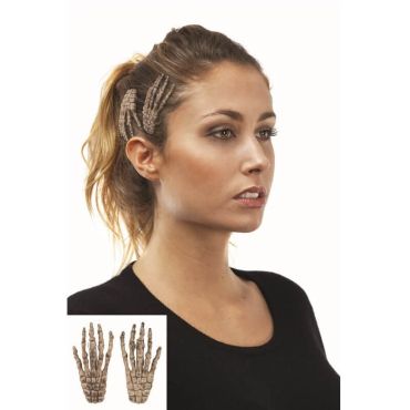 Set de 2 Barrettes Mains de Squelette - Marron Set de 2 Barrettes Mains de Squelette - Marron