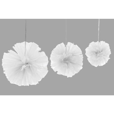 3 Boules Tulle à suspendre - Blanc 3 Boules Tulle à suspendre - Blanc