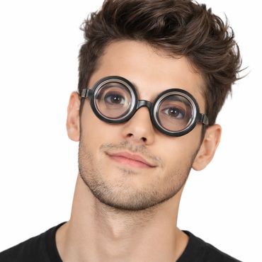 Lunettes double foyer rétro noires avec verres grossissants pour déguisement | jourdefete.com