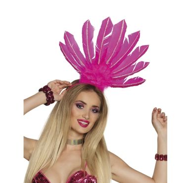 Coiffe Samba à Plumes Rose Coiffe Samba à Plumes Rose