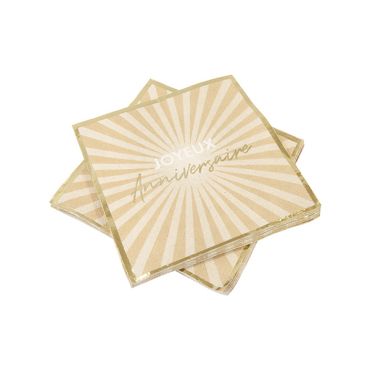 Serviettes en papier "Joyeux Anniversaire" avec finition dorée | jourdefete.com Serviettes en papier "Joyeux Anniversaire" avec finition dorée | jourdefete.com